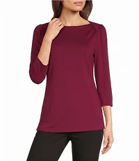 Investments Petite Size 3/4 Sleeve Envelope Neck Knit Top
