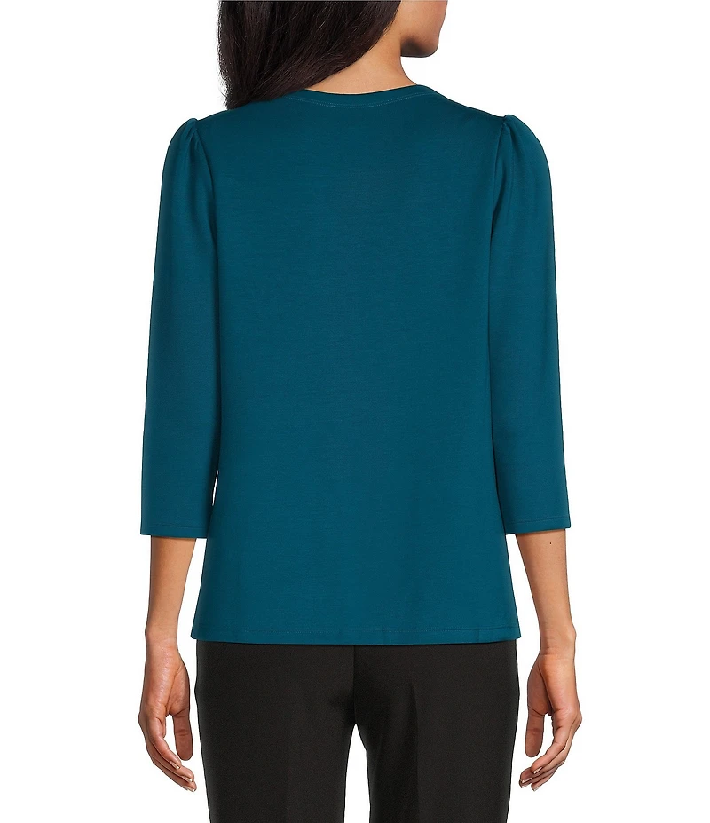 Investments Petite Size 3/4 Sleeve Envelope Neck Knit Top