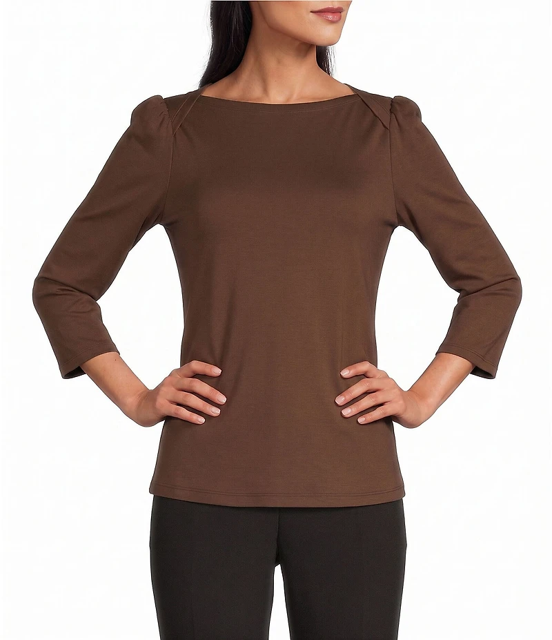Investments Petite Size 3/4 Sleeve Envelope Neck Knit Top