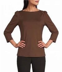 Investments Petite Size 3/4 Sleeve Envelope Neck Knit Top