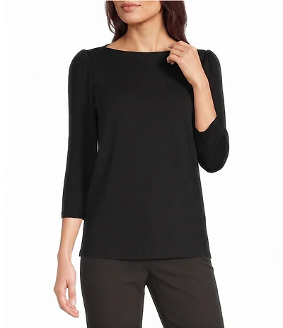 Investments Petite Size 3/4 Sleeve Envelope Neck Knit Top