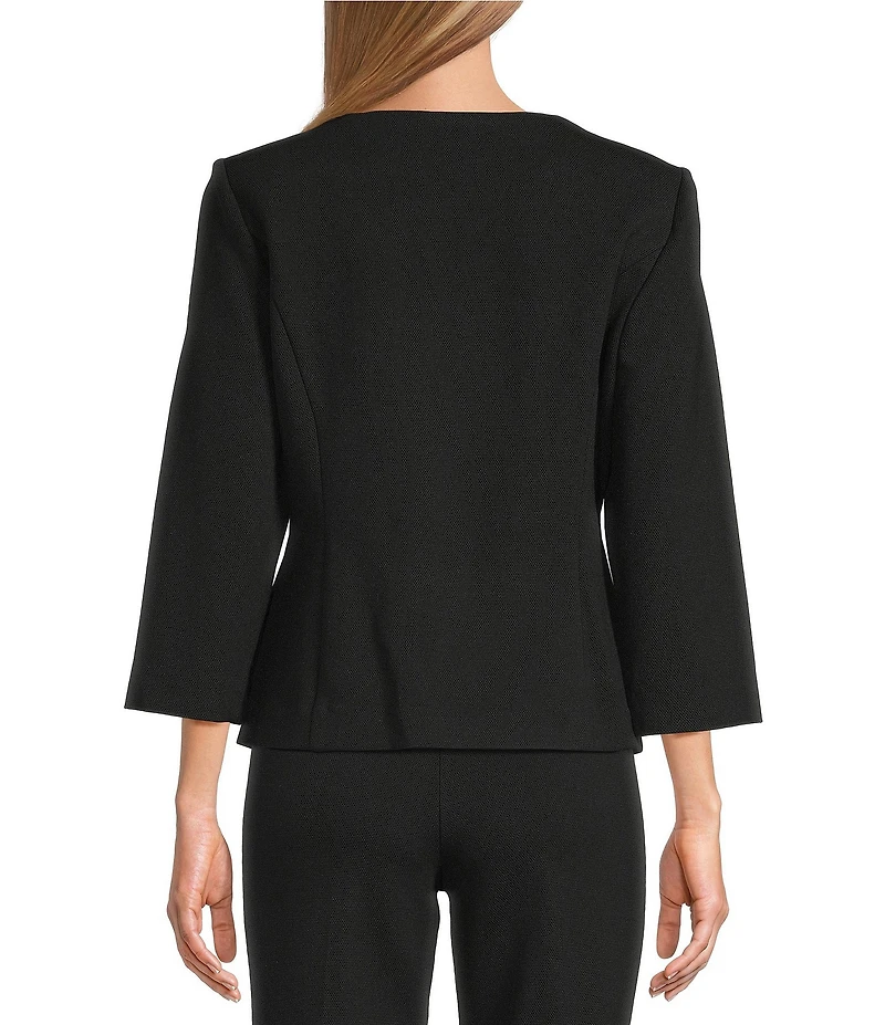Investments Petite Size Boat Neck Button Front 3/4 Sleeve Pique Jacket
