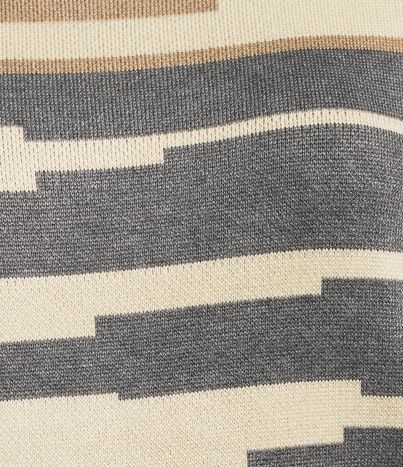 Investments Petite Size Broken Stripe Long Sleeve Crew Neck Pullover Top