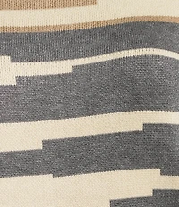 Investments Petite Size Broken Stripe Long Sleeve Crew Neck Pullover Top