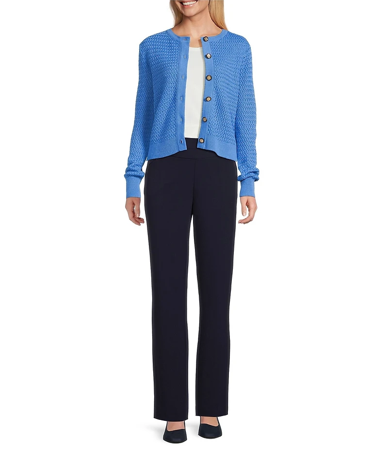 Investments Petite Size Charlotte Crew Neck Long Sleeve Button Front Cardigan