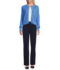 Investments Petite Size Charlotte Crew Neck Long Sleeve Button Front Cardigan