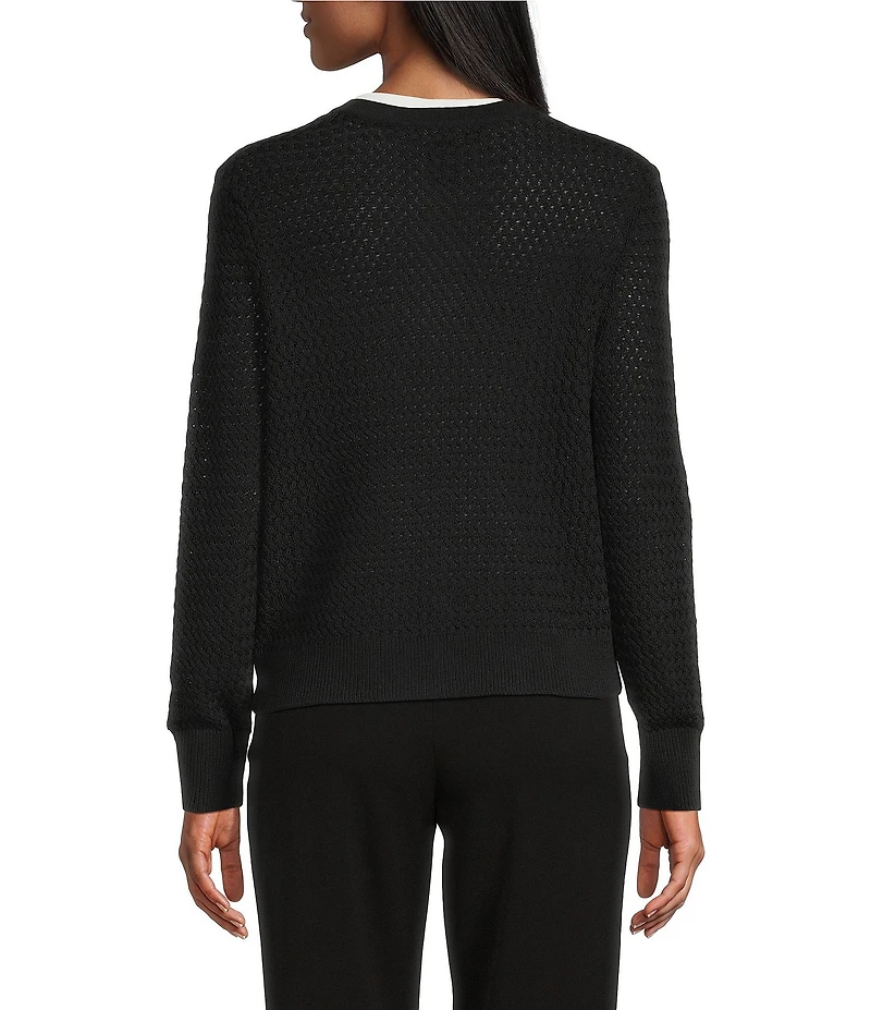 Investments Petite Size Charlotte Crew Neck Long Sleeve Button Front Cardigan