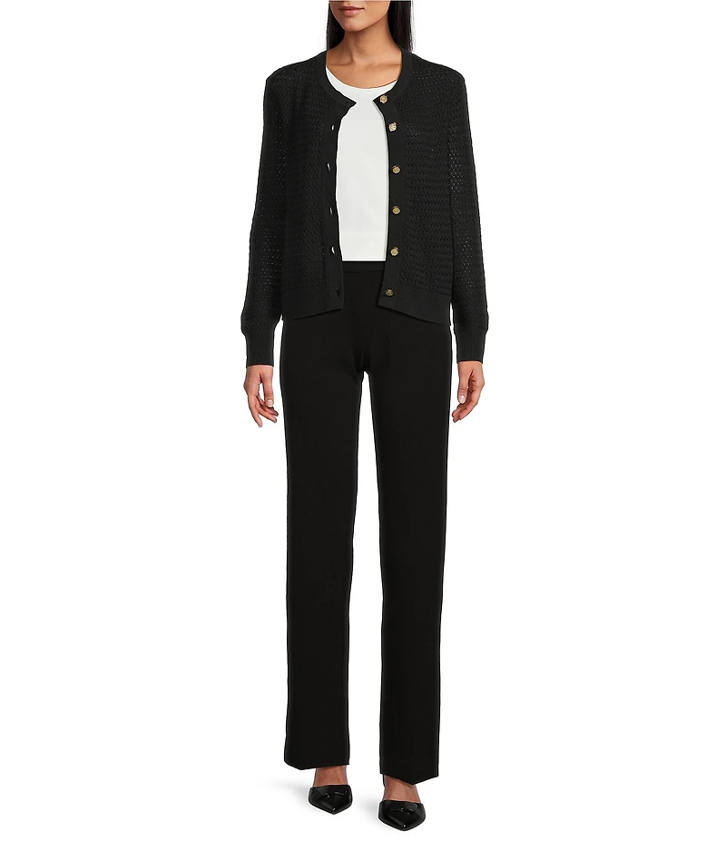 Investments Petite Size Charlotte Crew Neck Long Sleeve Button Front Cardigan