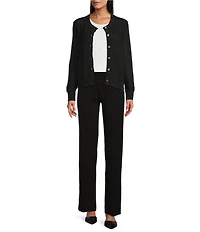 Investments Petite Size Charlotte Crew Neck Long Sleeve Button Front Cardigan