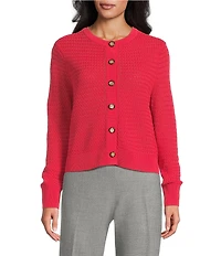 Investments Petite Size Charlotte Crew Neck Long Sleeve Button Front Cardigan