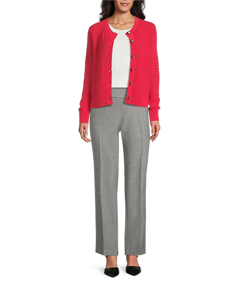 Investments Petite Size Charlotte Crew Neck Long Sleeve Button Front Cardigan