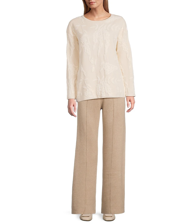 Investments Petite Size Coca Mocha Heather Wide Leg Full Length Pants