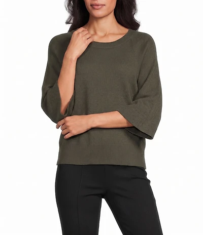 Investments Petite Size Crew Neck 3/4 Dolman Sleeve Sweater