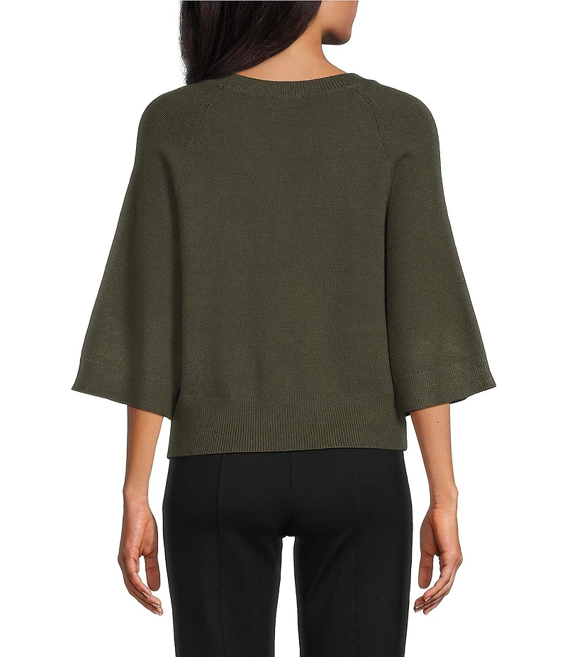 Investments Petite Size Crew Neck 3/4 Dolman Sleeve Sweater