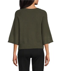 Investments Petite Size Crew Neck 3/4 Dolman Sleeve Sweater