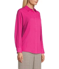 Investments Petite Size Dolman Long Sleeve Button Front Point Collar Blouse