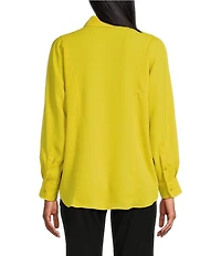 Investments Petite Size Dolman Long Sleeve Button Front Point Collar Blouse
