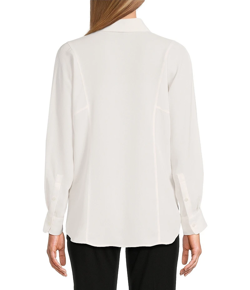 Investments Petite Size Dolman Long Sleeve Button Front Point Collar Blouse