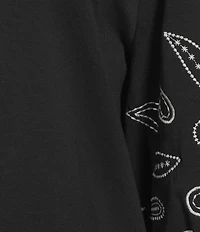 Investments Petite Size Elbow Sleeve Embroidery V-Neck Knit Top