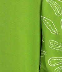 Investments Petite Size Elbow Sleeve Embroidery V-Neck Knit Top