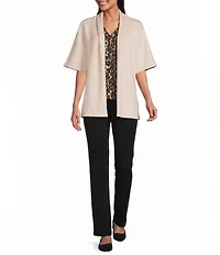 Investments Petite Size Elbow Sleeve Open Front Knit Cardigan
