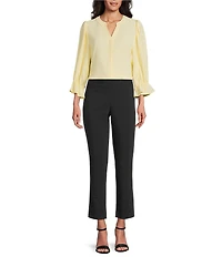 Investments Petite Size Julie 3/4 Sleeve Y-Neck Button Down Blouse