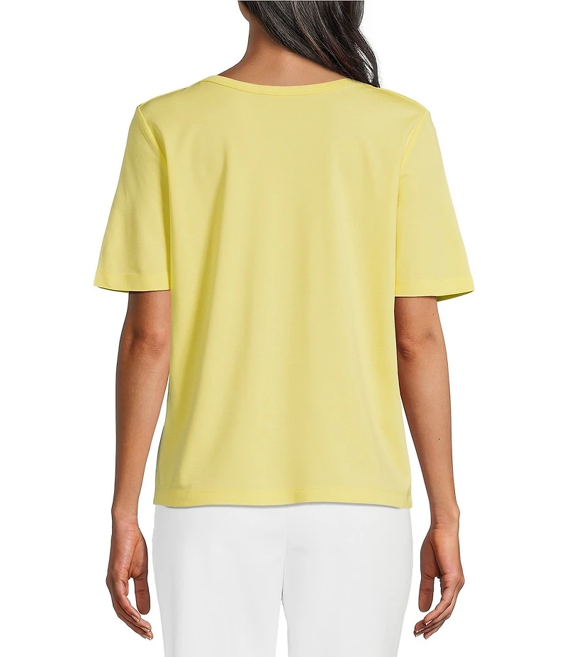 Investments Petite Size Knit Short Sleeve Ballet Neck Top
