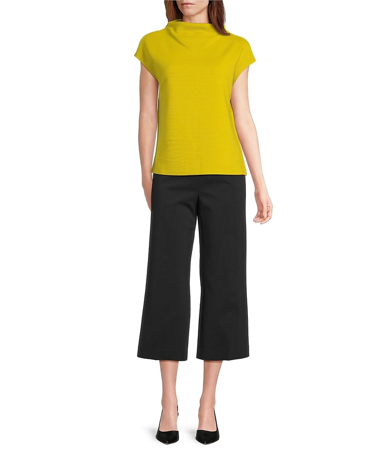 Investments Petite Size Knit Short Sleeve High Neck Ottoman Top