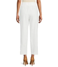 Investments Petite Size Linen Blend Pull-On Straight Leg Ankle Pants