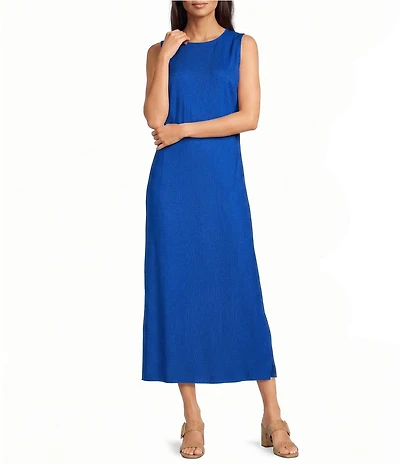 Investments Petite Size Linen Blend Sleeveless Crew Neck Maxi Dress