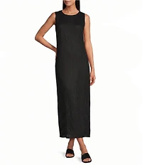 Investments Petite Size Linen Blend Sleeveless Crew Neck Maxi Dress