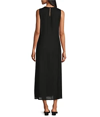 Investments Petite Size Linen Blend Sleeveless Crew Neck Maxi Dress