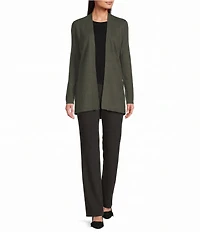 Investments Petite Size Long Sleeve Open Front Patch Pocket Cardigan