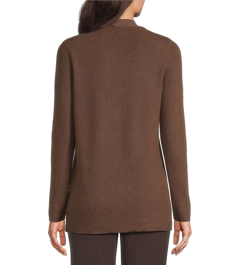 Investments Petite Size Long Sleeve Open Front Patch Pocket Cardigan