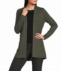 Investments Petite Size Long Sleeve Open Front Patch Pocket Cardigan