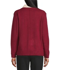 Investments Petite Size Long Sleeve Point Collar Twofer Sweater