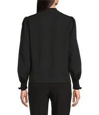 Investments Petite Size Long Sleeve V-Neck Bow Blouse