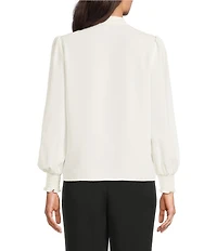 Investments Petite Size Long Sleeve V-Neck Bow Blouse