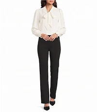 Investments Petite Size Long Sleeve V-Neck Bow Blouse
