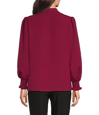 Investments Petite Size Long Sleeve V-Neck Bow Blouse