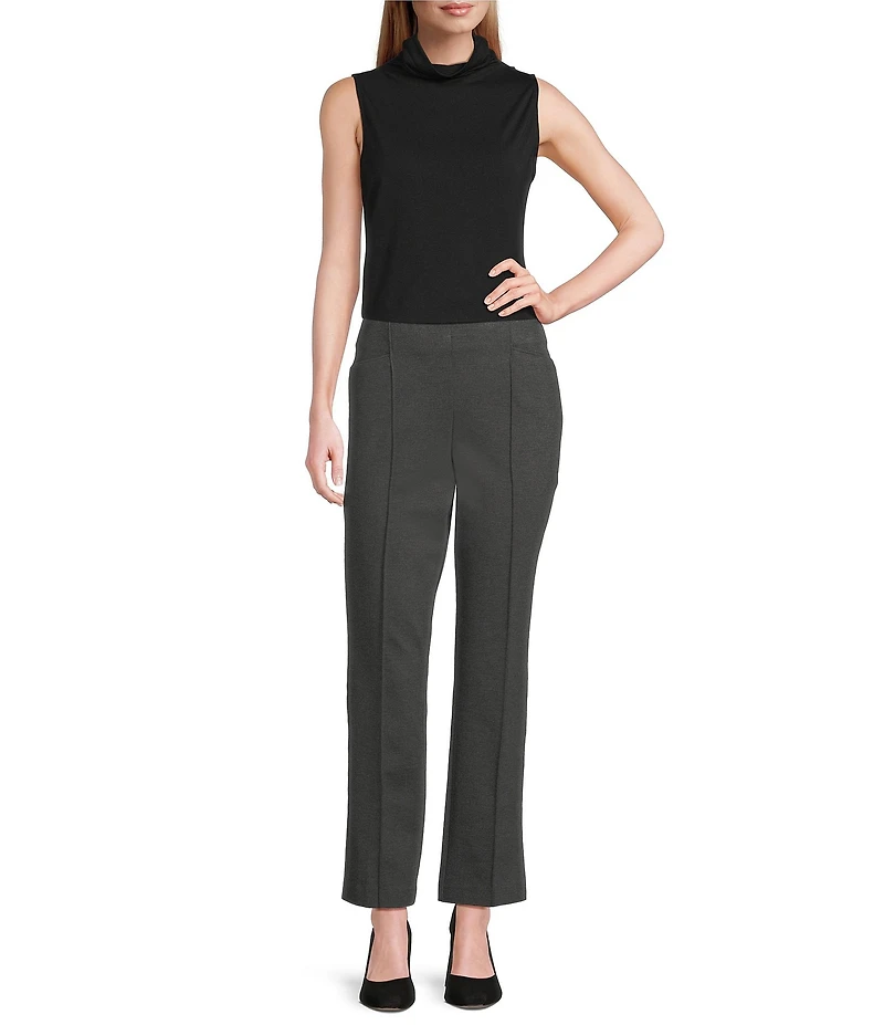 Investments Petite Size Medium Gray Heather Pintuck Slim Leg Pants