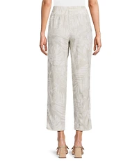 Investments Petite Size Natural Palm Pull-On Straight Leg Ankle Pants