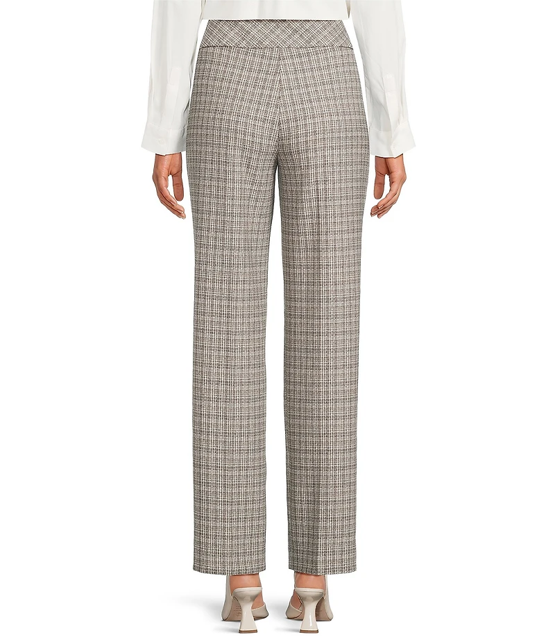 Investments Petite Size Neutral Plaid the PARK AVE fit Stretch Straight Leg Pants