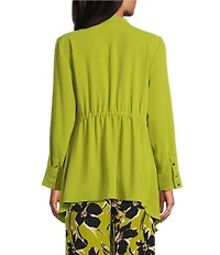 Investments Petite Size Open Drape Front Long Sleeve Button Cuff Novelty Jacket
