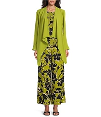 Investments Petite Size Open Drape Front Long Sleeve Button Cuff Novelty Jacket