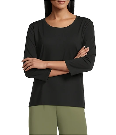 Investments Petite Size Performance Traveler Pullover 3/4 Sleeve Scoop Neck Top