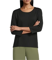 Investments Petite Size Performance Traveler Pullover 3/4 Sleeve Scoop Neck Top