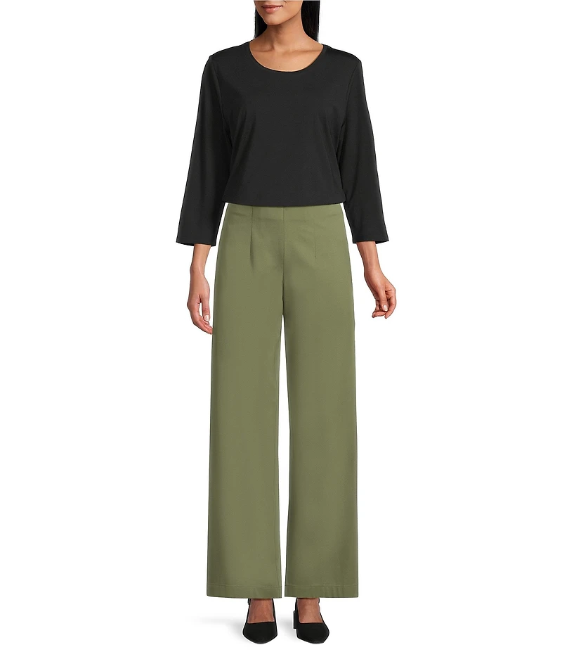 Investments Petite Size Performance Traveler Pullover 3/4 Sleeve Scoop Neck Top