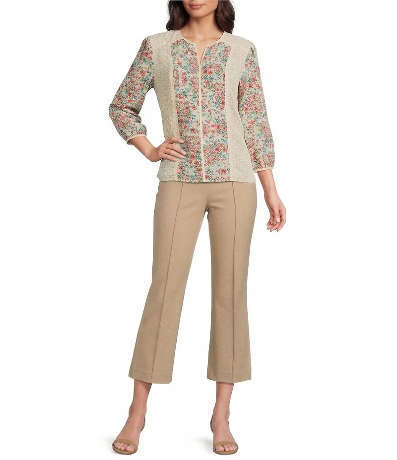 Investments Petite Size Pull-On Light Weight Ponte Kick Flare Crop Pants