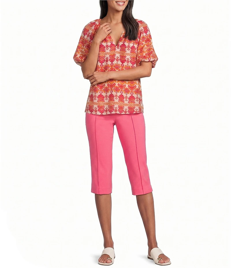Investments Petite Size Pull-On Pintuck Capri Pants